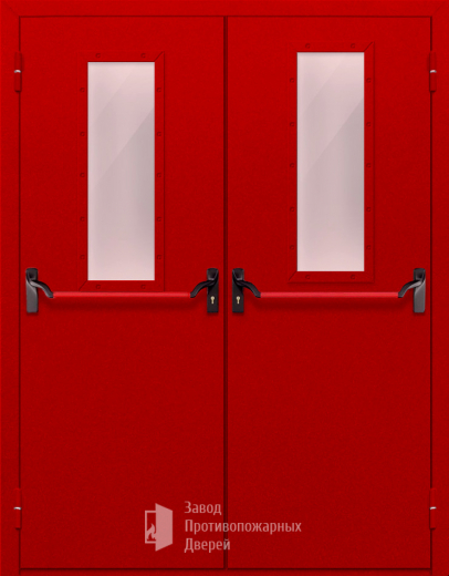 Фото двери «Двупольная с стеклом и антипаникой (красная)» в Электроуглям