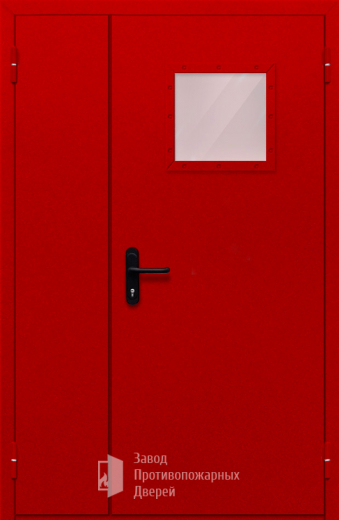 Фото двери «Полуторная со стеклопакетом (красная)» в Электроуглям