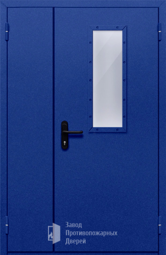 Фото двери «Полуторная со стеклом (синяя)» в Электроуглям