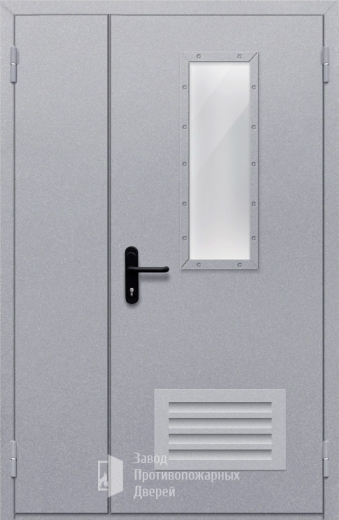 Фото двери «Полуторная со стеклом и  решеткой» в Электроуглям