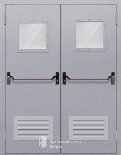 Фото двери «Двупольная со стеклопакетом и решеткой (антипаника)» в Электроуглям
