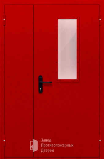 Фото двери «Полуторная со стеклом (красная)» в Электроуглям