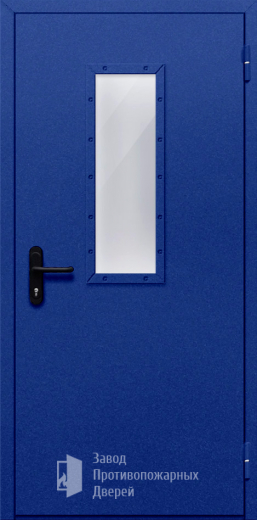 Фото двери «Однопольная со стеклом (синяя)» в Электроуглям