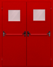 Фото двери «Двупольная со стеклопакетом и антипаникой (красная)» в Электроуглям