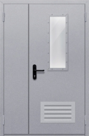 Фото двери «Полуторная со стеклом и  решеткой» в Электроуглям