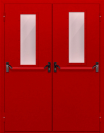 Фото двери «Двупольная с стеклом и антипаникой (красная)» в Электроуглям