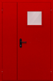 Фото двери «Полуторная со стеклопакетом (красная)» в Электроуглям