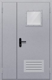 Фото двери «Полуторная со стеклопакетом и решеткой» в Электроуглям