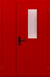 Фото двери «Полуторная со стеклом (красная)» в Электроуглям