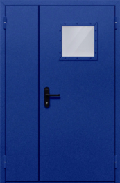 Фото двери «Полуторная со стеклопакетом (синяя)» в Электроуглям